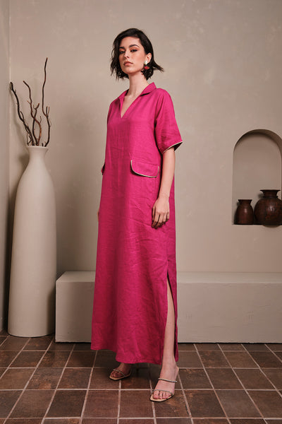 LINEN Kaftan- FUSCHIA