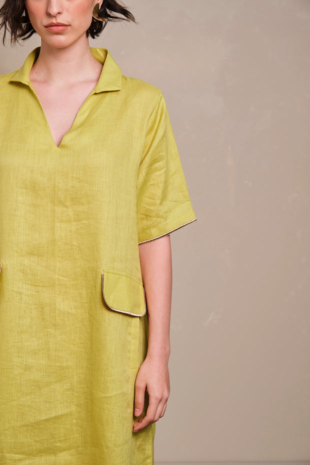 LINEN Kaftan- LIME GREEN