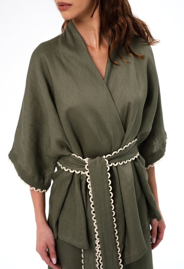ROSALIE LINEN SET - OLIVE GREEN