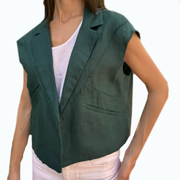 Asymmetric Cropped Vest- Green