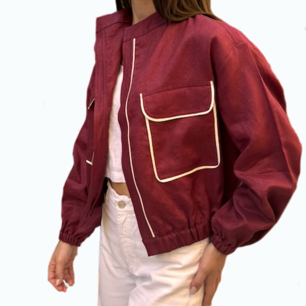 PIPED BOMBER - Burgundy