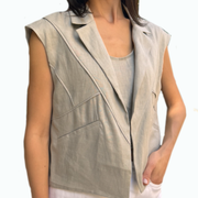 Asymmetric Cropped Vest- Grey