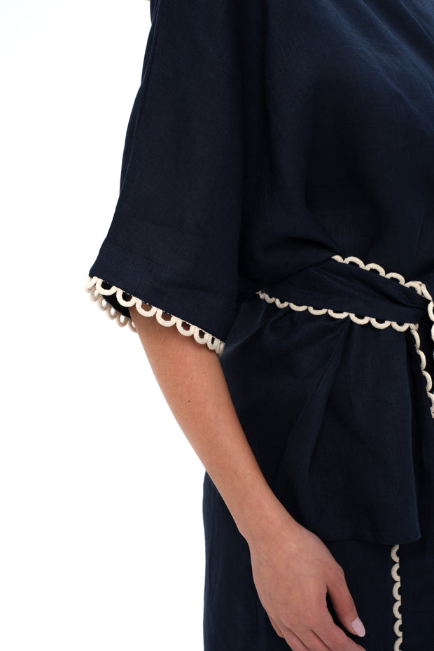 ROSALIE LINEN SET - NAVY