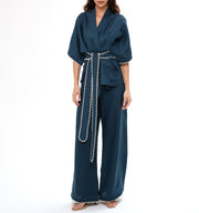 ROSALIE LINEN SET- PETROL BLUE