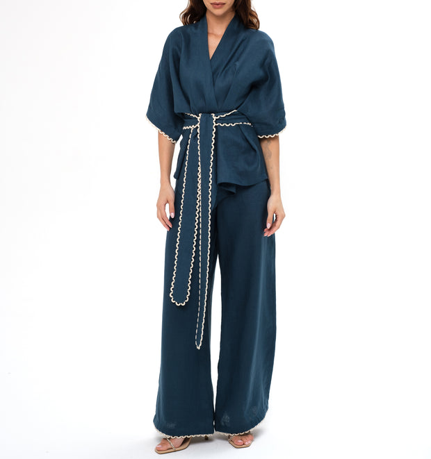 ROSALIE LINEN SET- PETROL BLUE