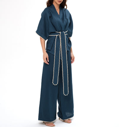 ROSALIE LINEN SET- PETROL BLUE