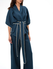 ROSALIE LINEN SET- PETROL BLUE