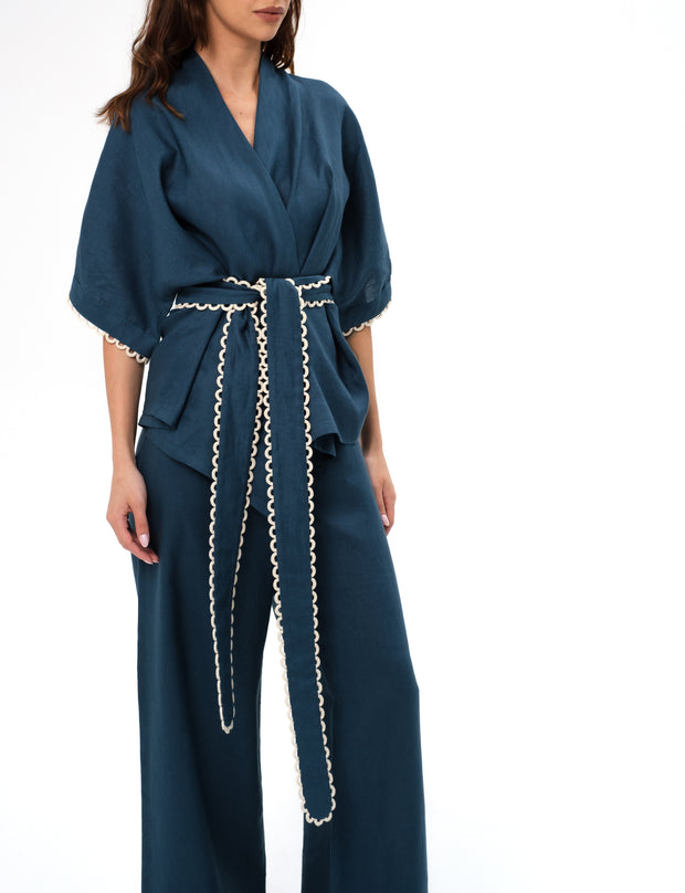 ROSALIE LINEN SET- PETROL BLUE