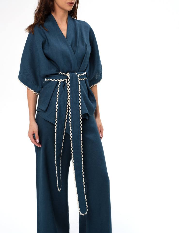 ROSALIE LINEN SET- PETROL BLUE