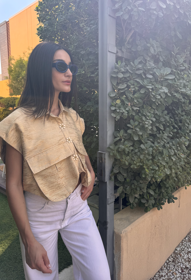 OVERSIZED Pockets Vest Metallic Gold