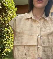 OVERSIZED Pockets Vest Metallic Gold