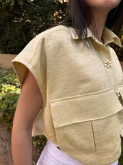 OVERSIZED Pockets Vest Metallic Yellow