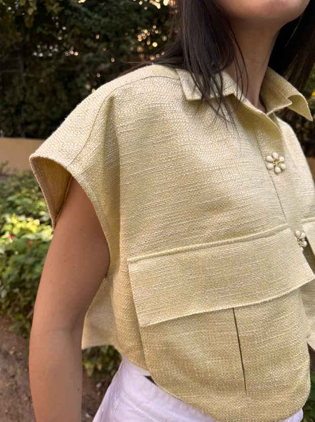 OVERSIZED Pockets Vest Metallic Yellow