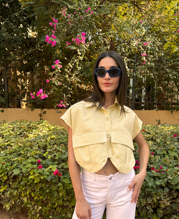 OVERSIZED Pockets Vest Metallic Yellow