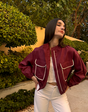 PIPED BOMBER - Burgundy