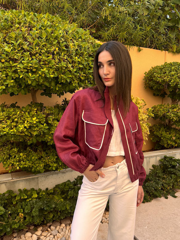 PIPED BOMBER - Burgundy