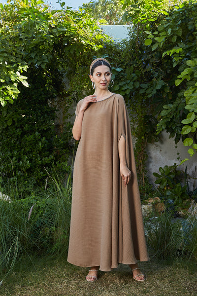Off Shoulder Kaftan - Brown