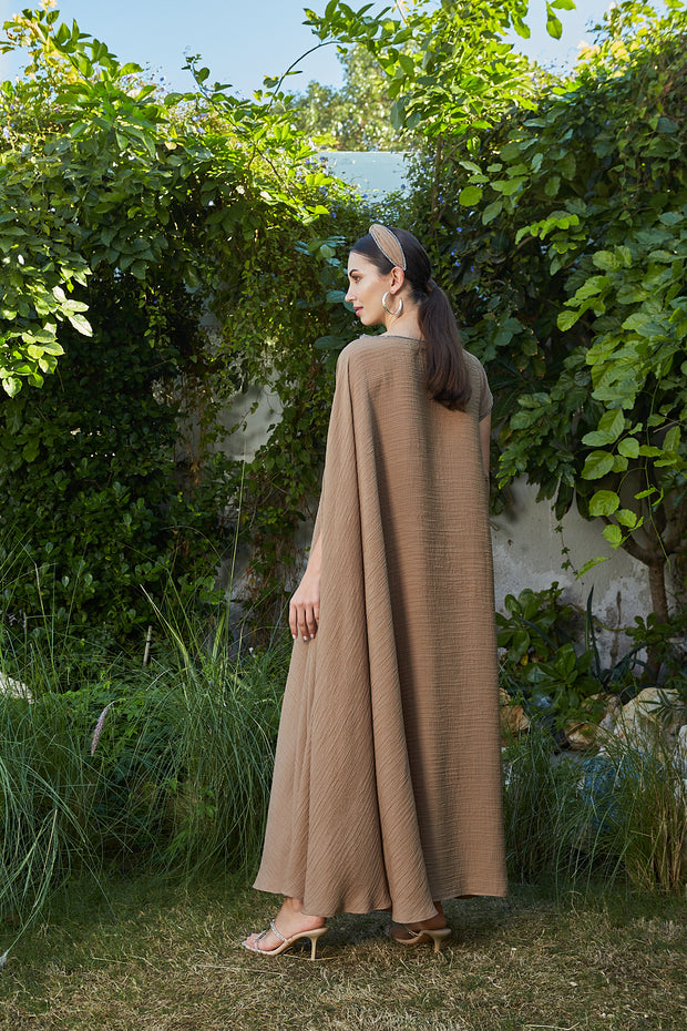 Off Shoulder Kaftan - Brown