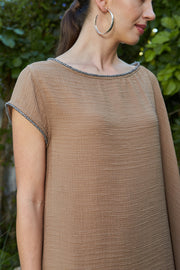 Off Shoulder Kaftan - Brown