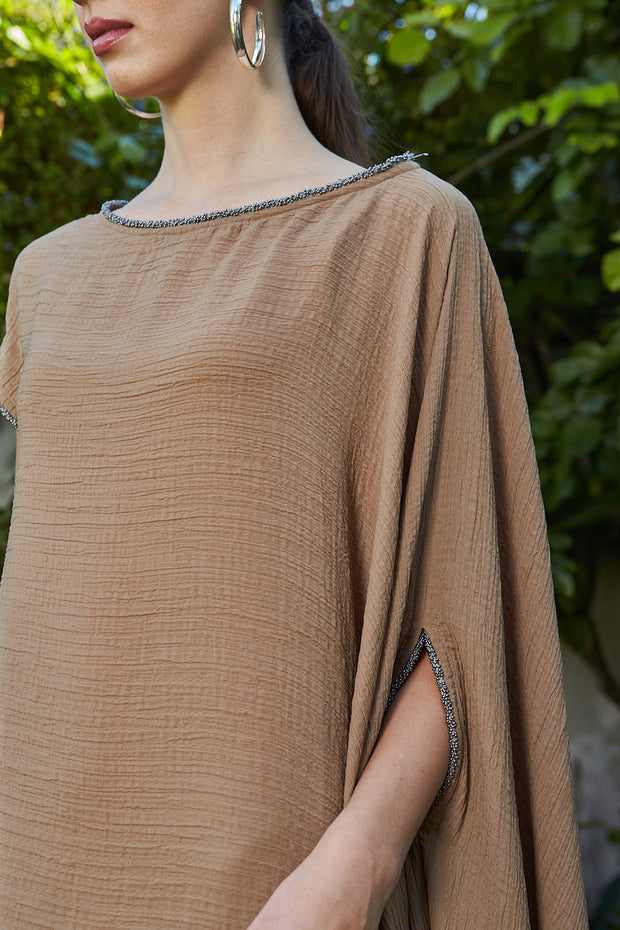 Off Shoulder Kaftan - Brown