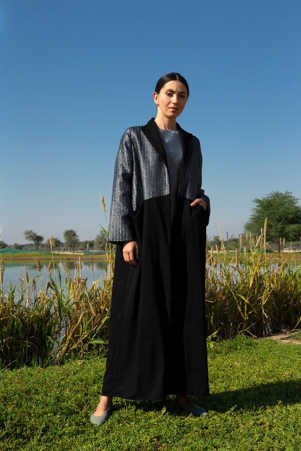 Black Abaya with Silver