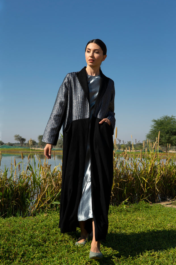 Black Abaya with Silver