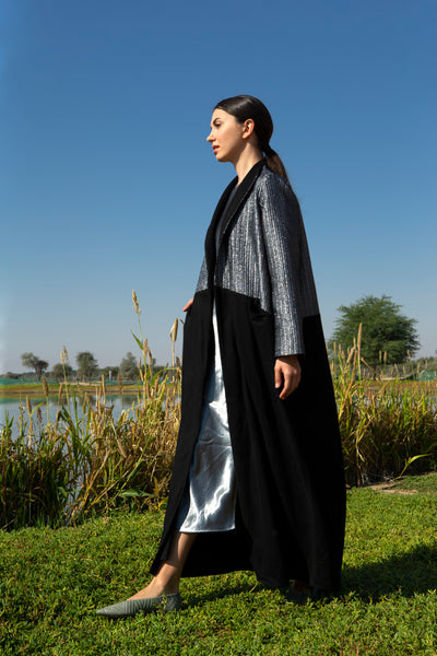 Black Abaya with Silver