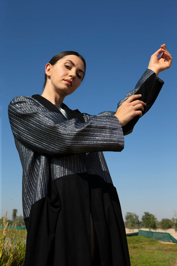 Black Abaya with Silver