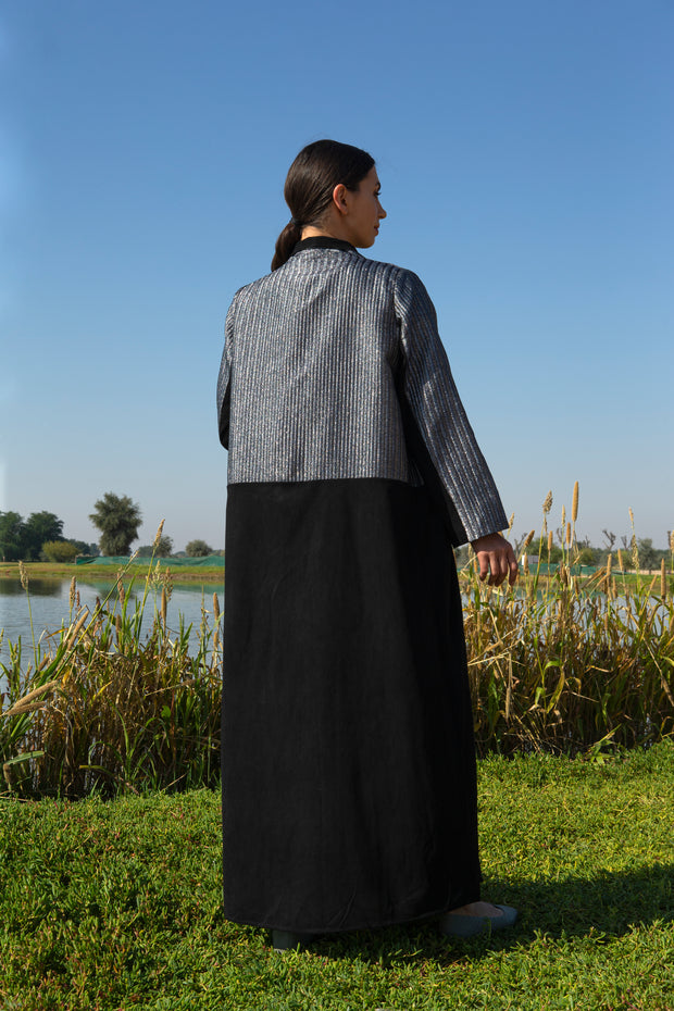 Black Abaya with Silver