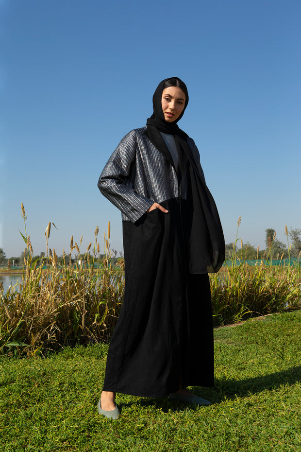 Black Abaya with Silver