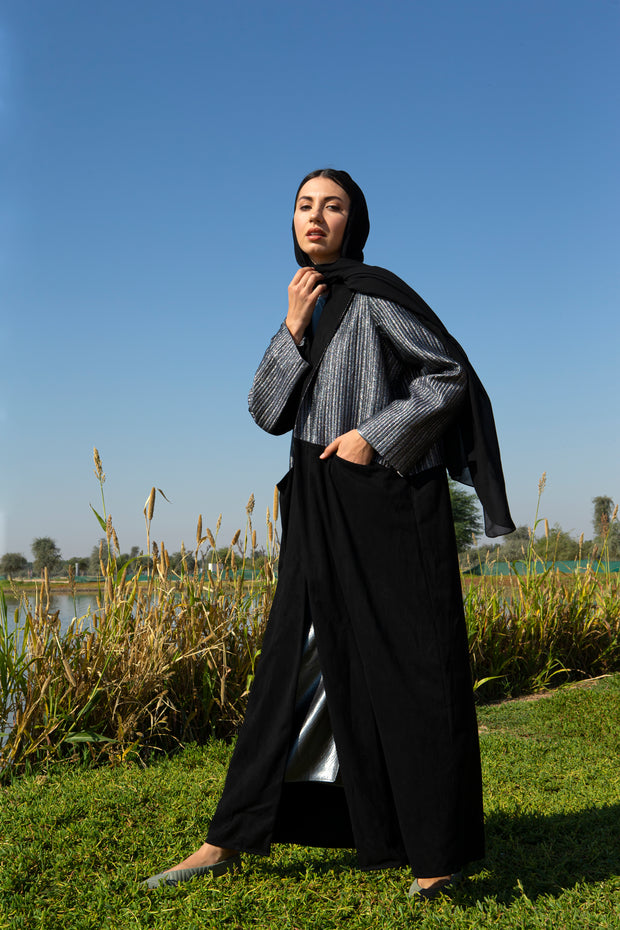 Black Abaya with Silver