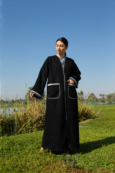 Coat Black Tweed with silver trims